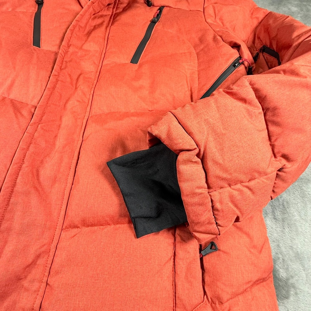 DOWN FKOW Men's XL Orange Ski Coat Quilted Puffer Insulated Removeable Hood - Picture 4 of 14